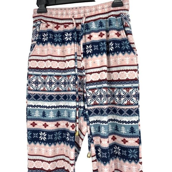 Women’s Eye Candy size medium fleece jogger pants Nordic print 1837 snowflake - Picture 3 of 8